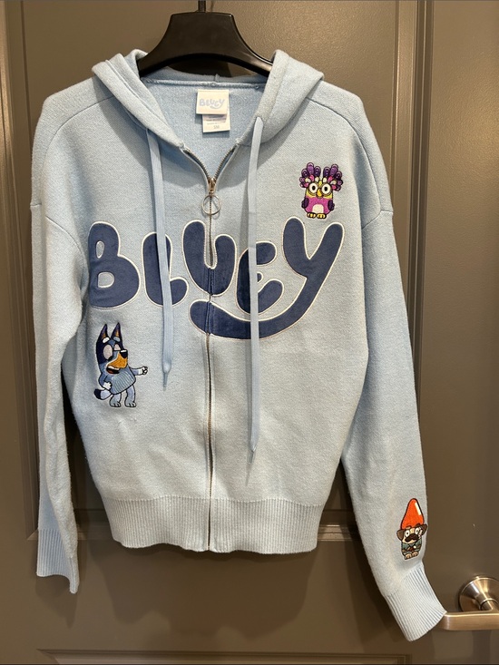 Bluey Sweaters - Bluey Zip-Up Hoodie with Character Patches NWOT